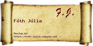 Fóth Júlia névjegykártya